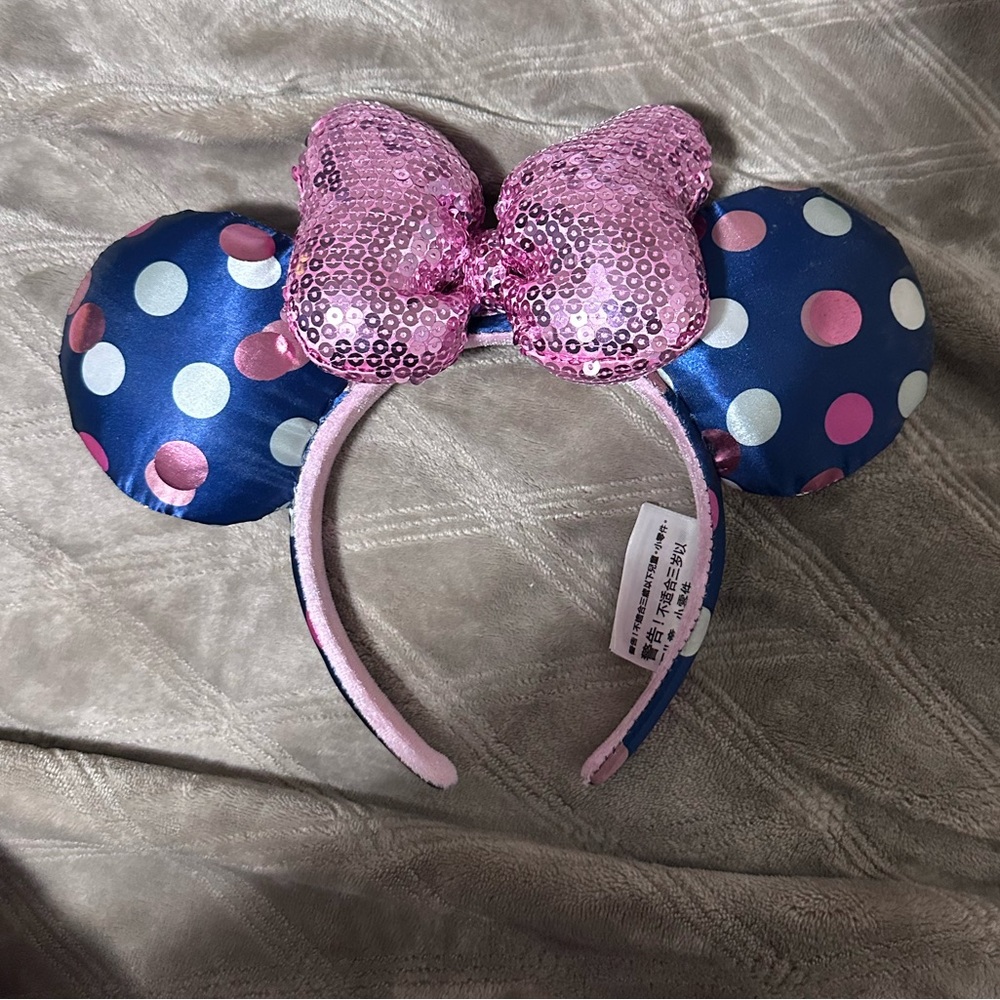 Minnie Mouse Ears Sequin‎ Bow Polka Dot Headband